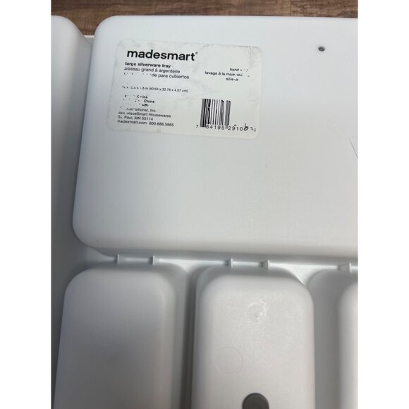 Madesmart Large Silverware Tray With 6 Compartments Non-Slip Insert White/Gray P - Picture 3 of 3
